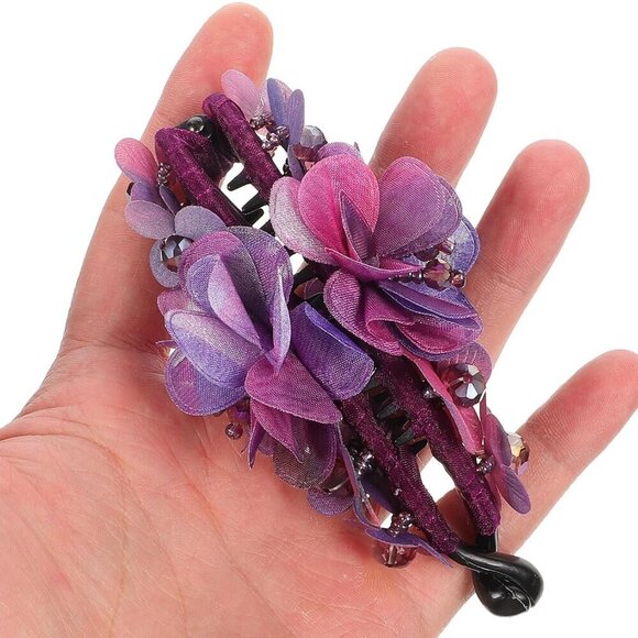 Women\'s Purple Resin Hair Clip Ponytail Holder Updo Accessory main image 8